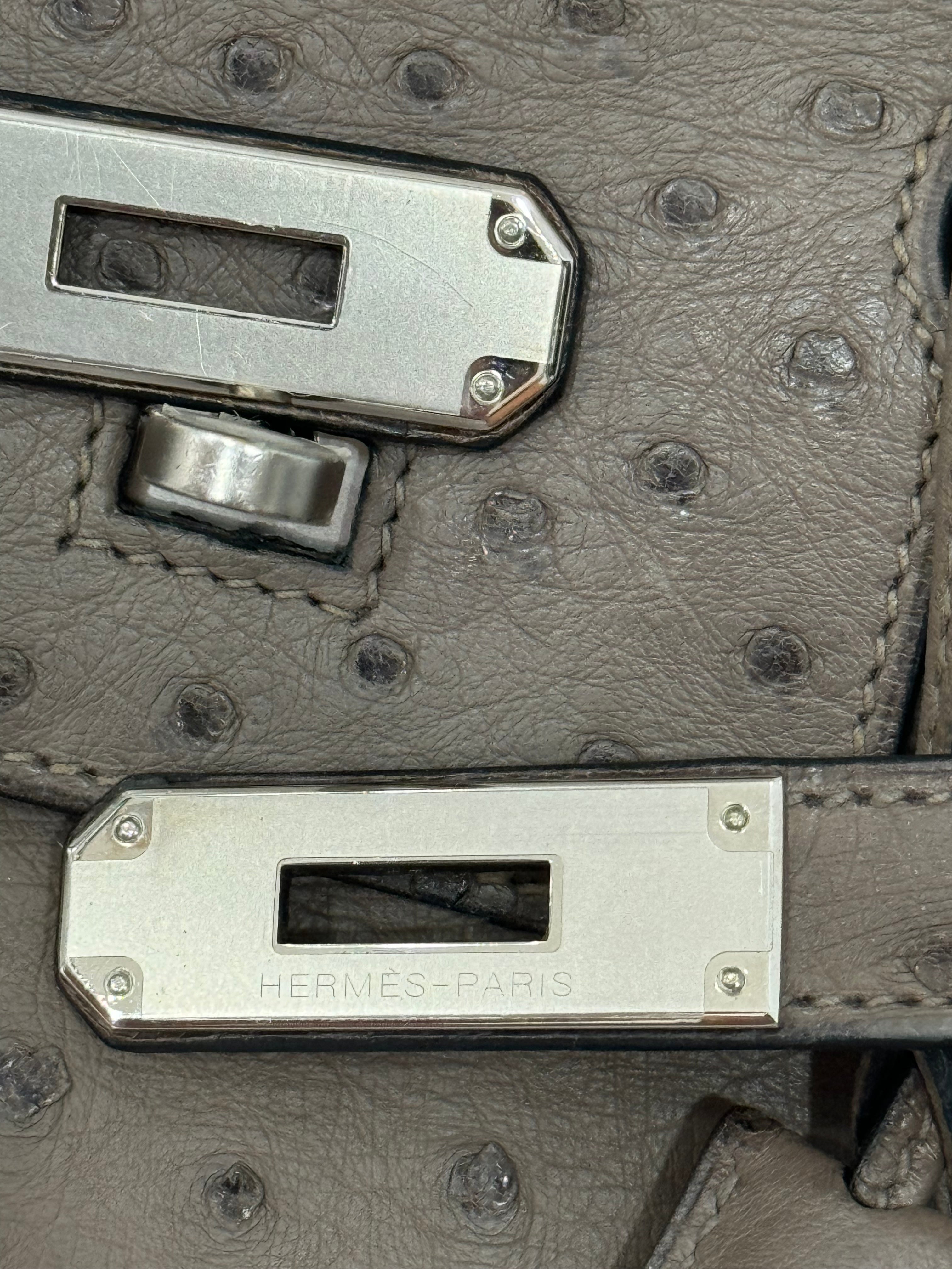 HERMÈS BIRKIN 30 OSTRICH PALLADIUM HARDWARE HANDBAG – MOUSSE (2016)