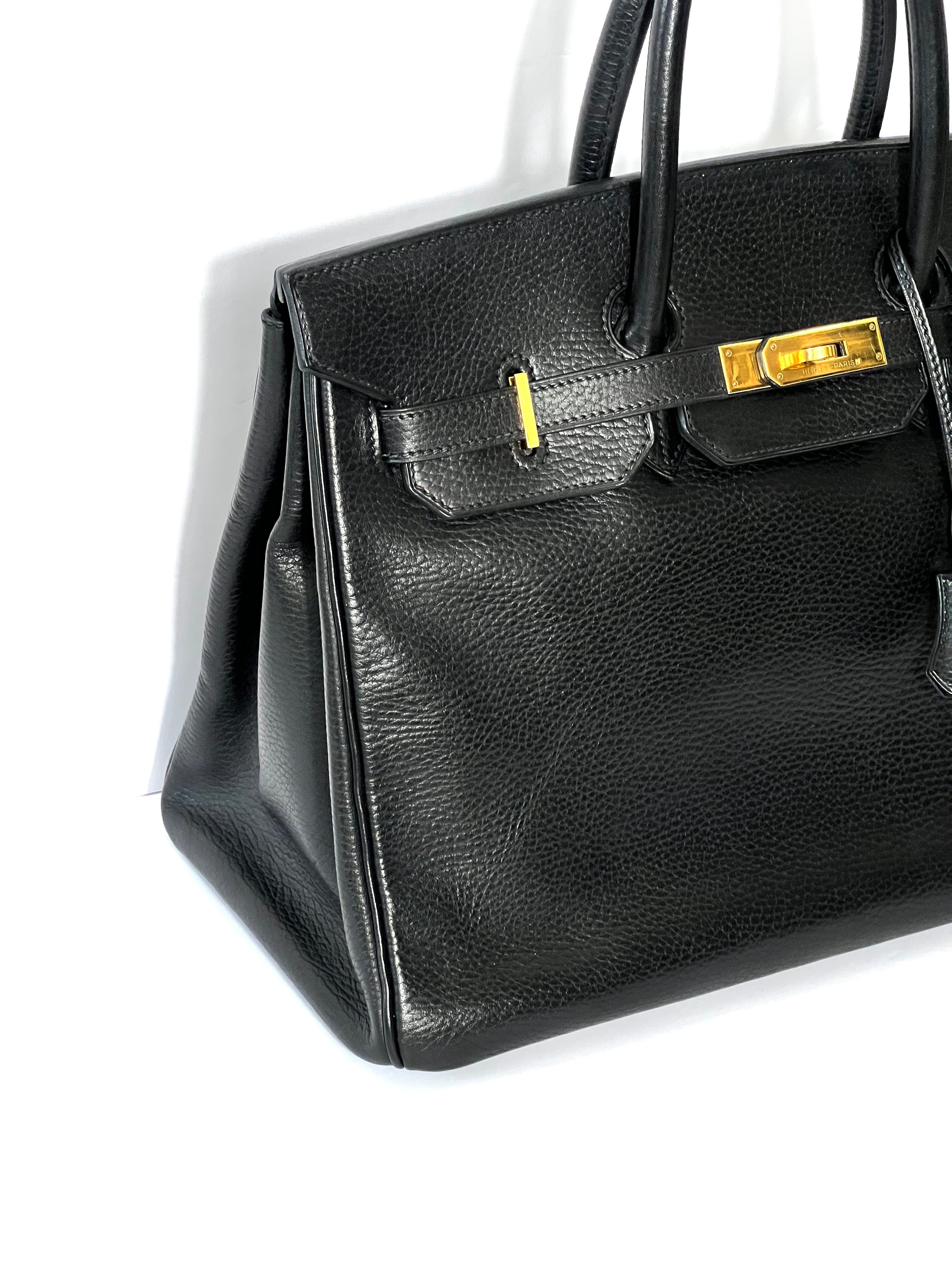 HERMÈS BIRKIN 35 ARDENNE LEATHER NOIR HANDBAG