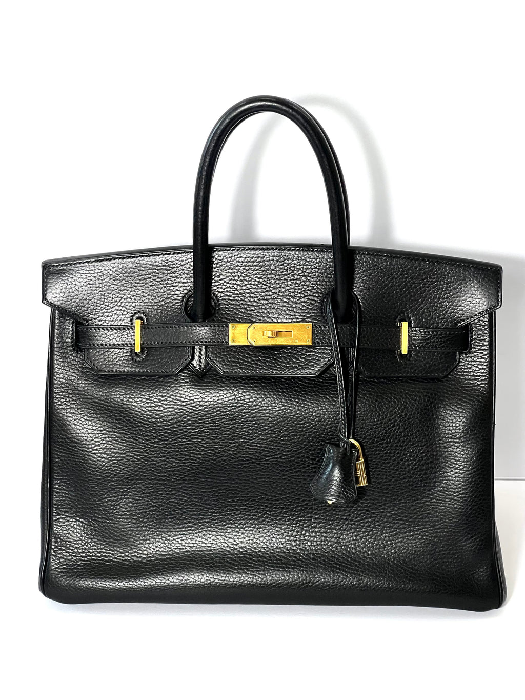 HERMÈS BIRKIN 35 ARDENNE LEATHER NOIR HANDBAG