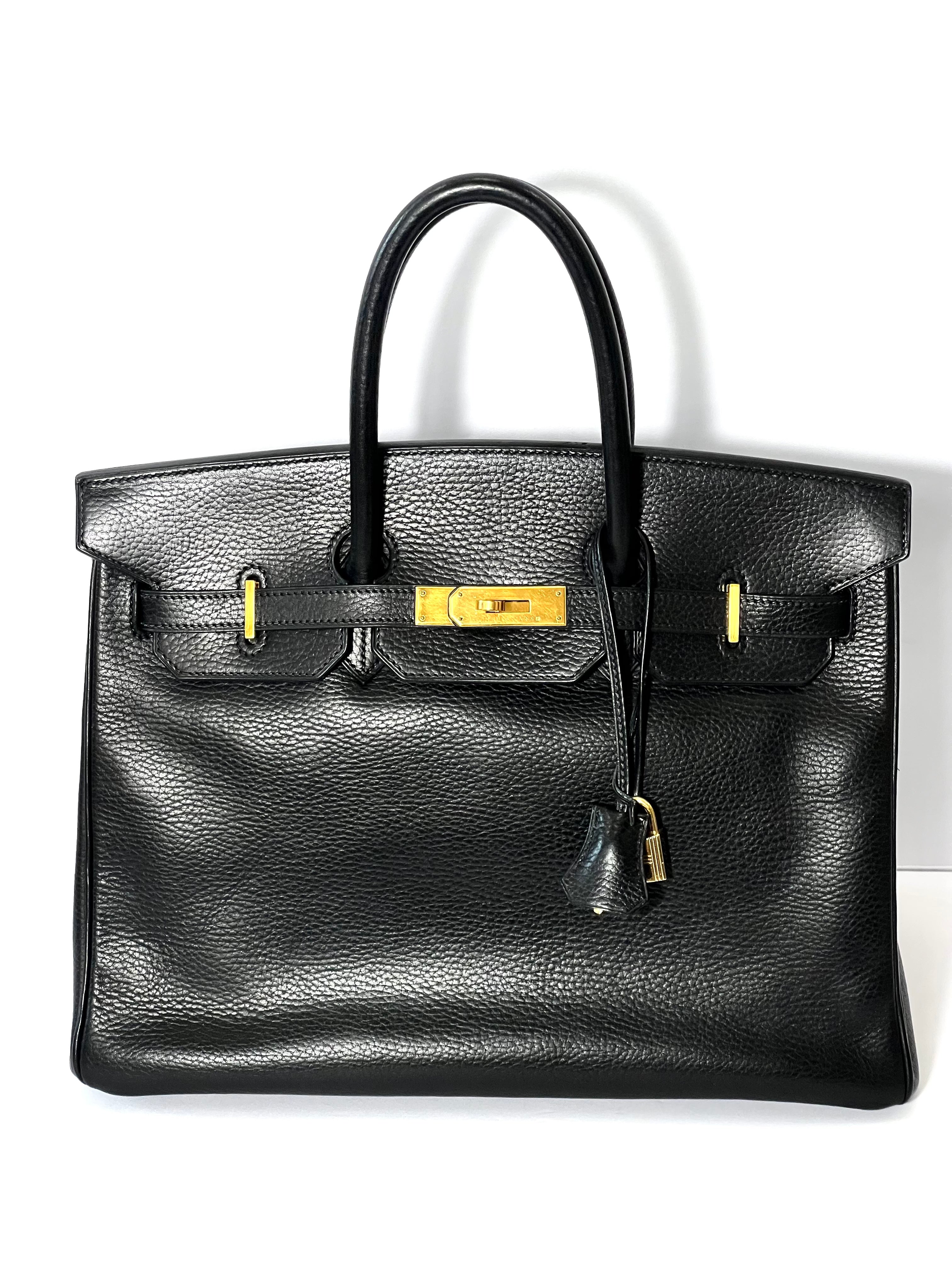 HERMÈS BIRKIN 35 ARDENNE LEATHER NOIR HANDBAG