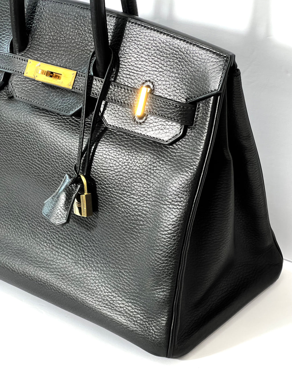 HERMÈS BIRKIN 35 ARDENNE LEATHER NOIR HANDBAG