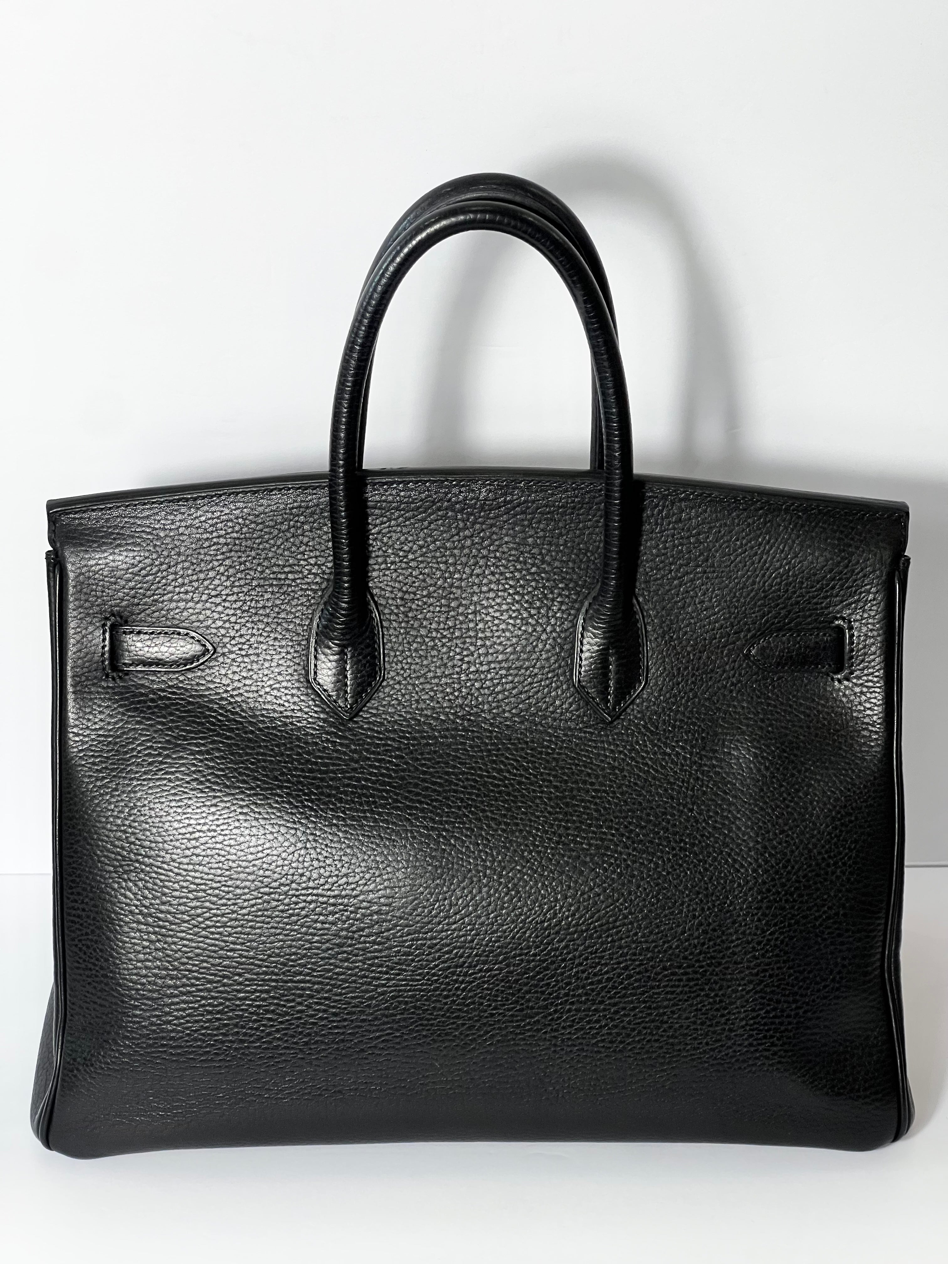 HERMÈS BIRKIN 35 ARDENNE LEATHER NOIR HANDBAG