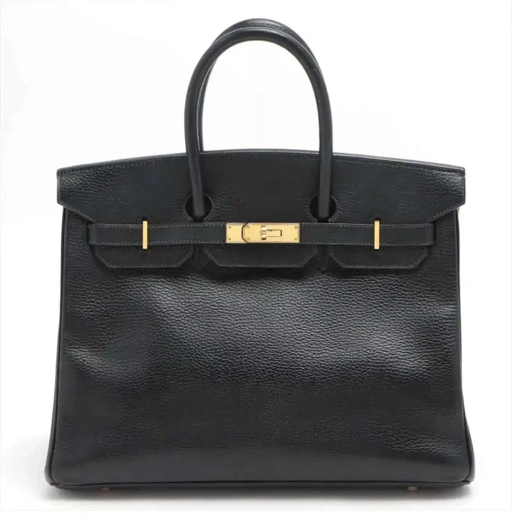 HERMÈS BIRKIN 35 ARDENNE LEATHER NOIR HANDBAG