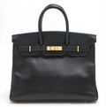 HERMÈS BIRKIN 35 ARDENNE LEATHER NOIR HANDBAG