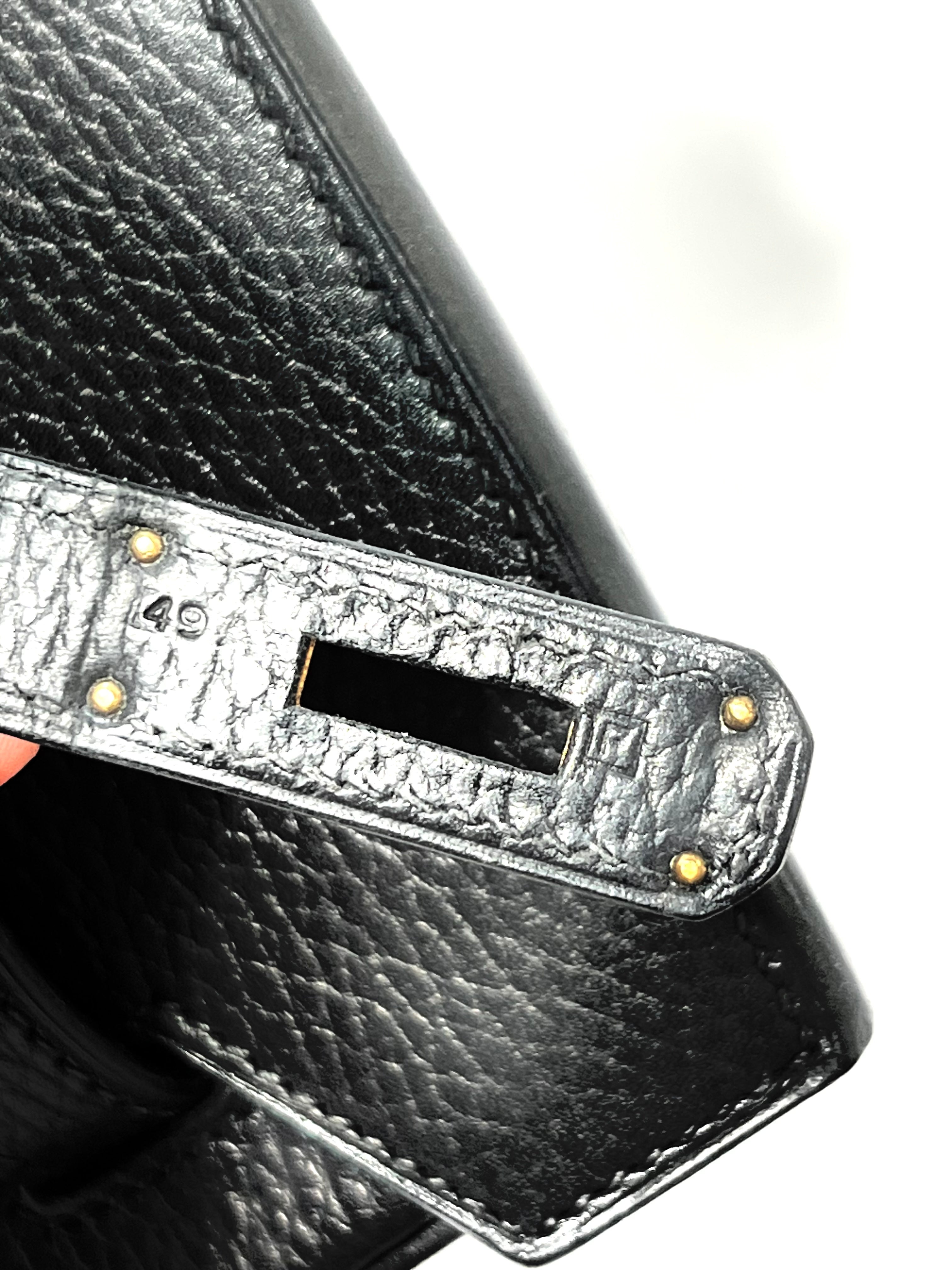 HERMÈS BIRKIN 35 ARDENNE LEATHER NOIR HANDBAG