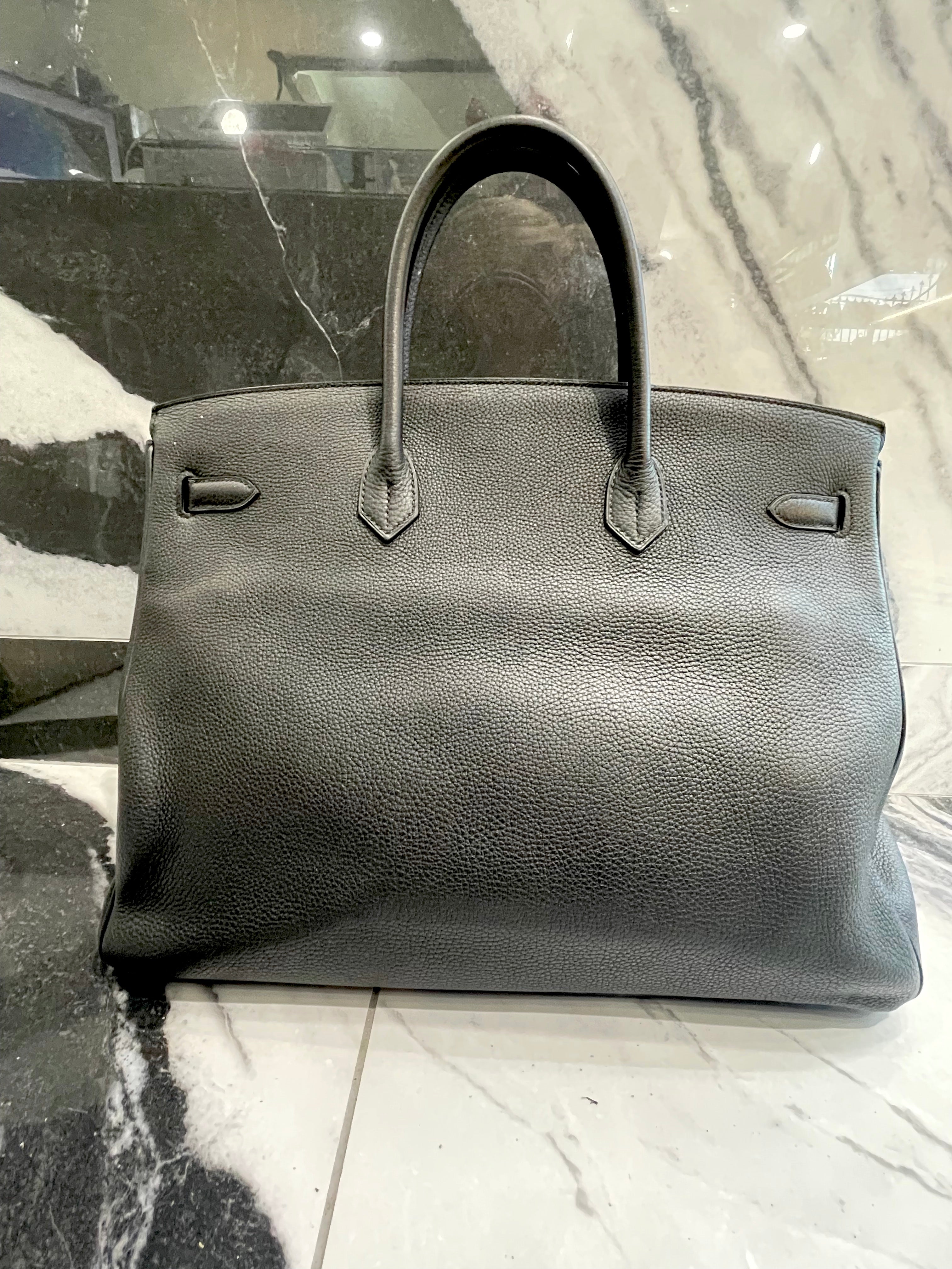 HERMÈS BIRKIN 40 CLEMENCE LEATHER PALLADIUM HARDWARE