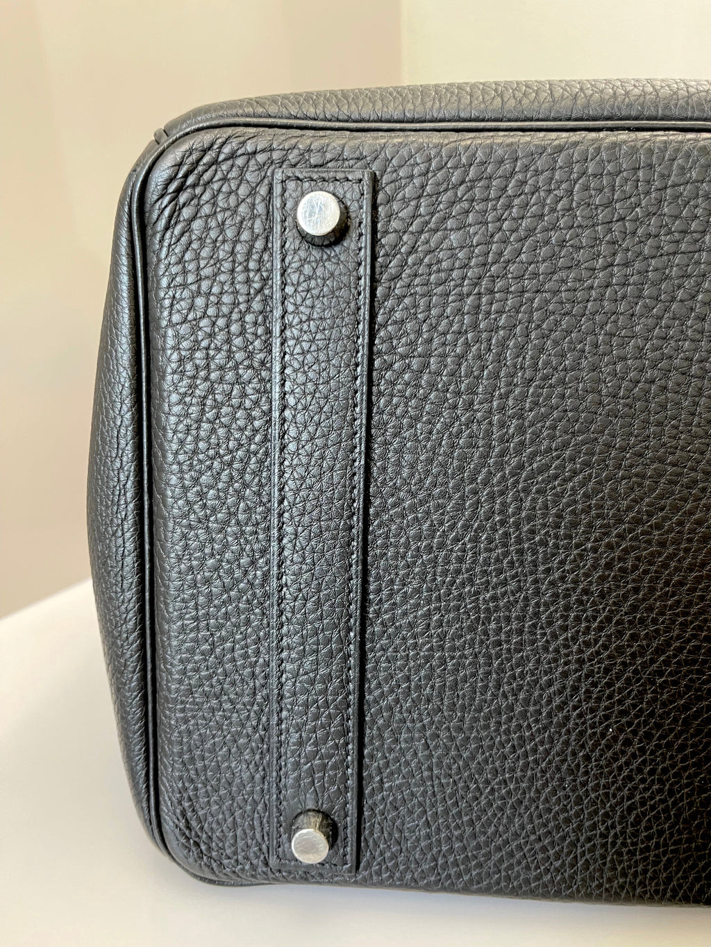 HERMÈS BIRKIN 40 CLEMENCE LEATHER PALLADIUM HARDWARE