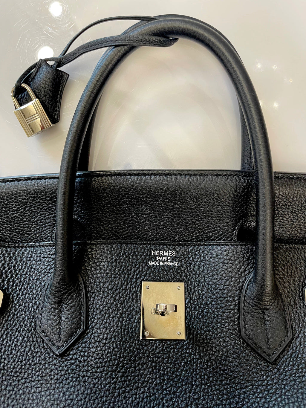 HERMÈS BIRKIN 40 CLEMENCE LEATHER PALLADIUM HARDWARE