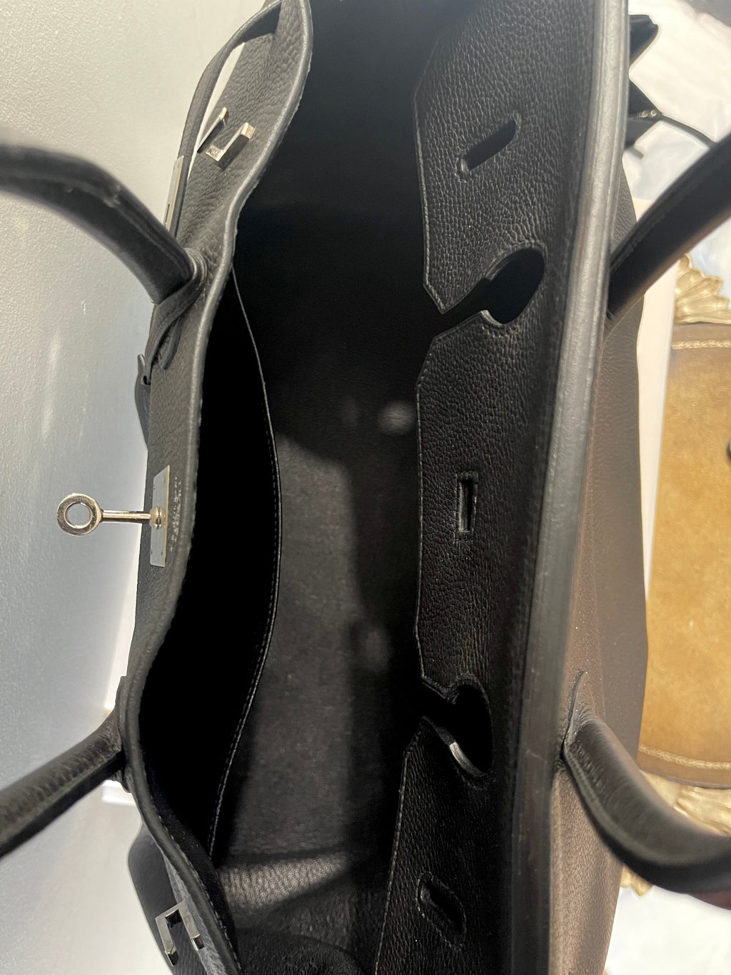HERMÈS BIRKIN 40 CLEMENCE LEATHER PALLADIUM HARDWARE