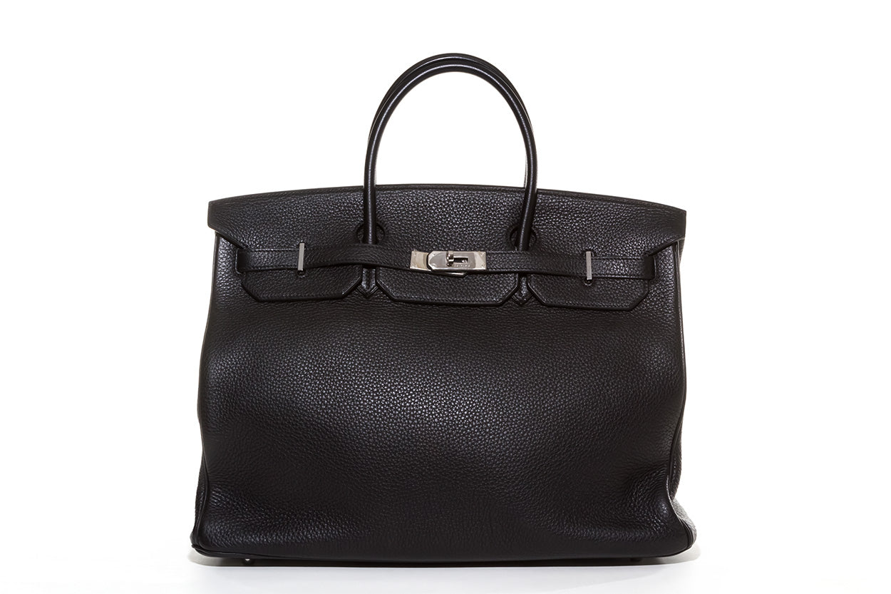 HERMÈS BIRKIN 40 CLEMENCE LEATHER PALLADIUM HARDWARE