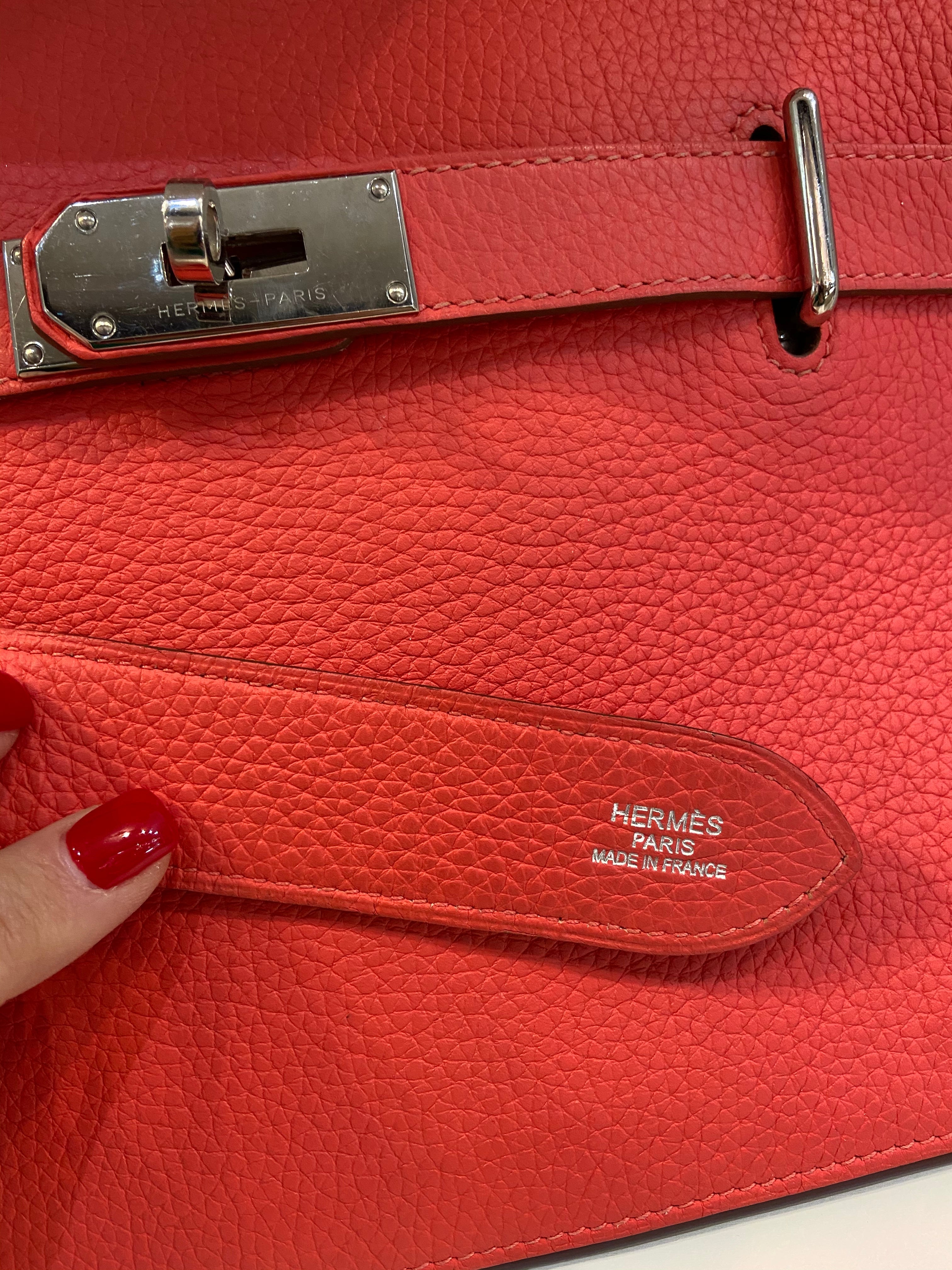 HERMÈS Jypsiere Clemence Red Leather Cross Body Bag-HS