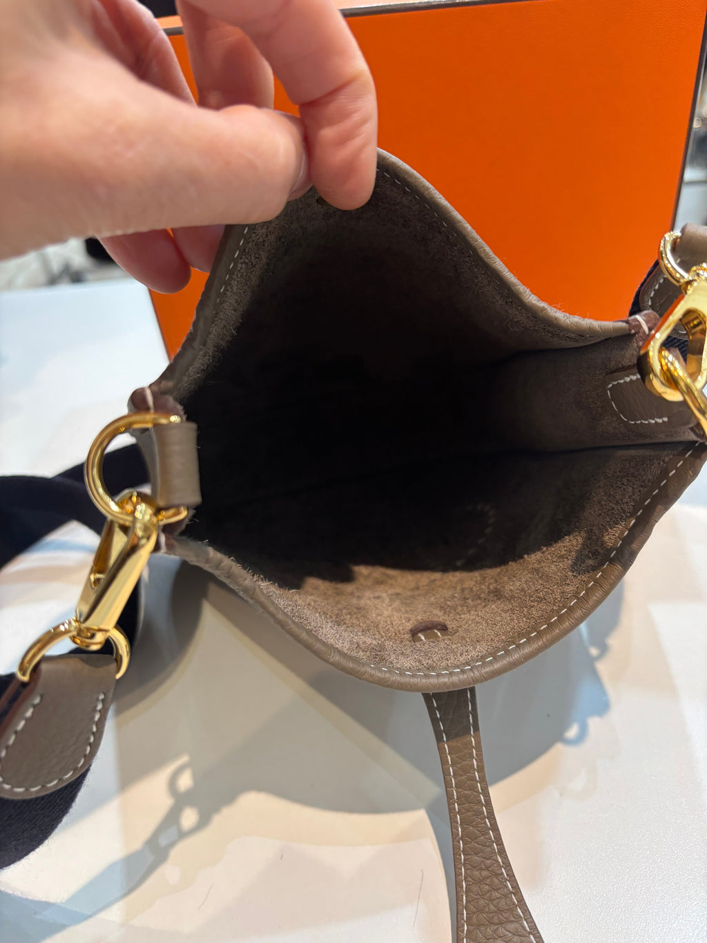 HERMÈS TAURILLON CLEMENCE AMAZONE EVELYNE TPM MINI BAG ETOUPE