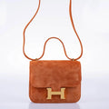 HERMÈS CONSTANCE 18 VEAU DOBLIS SUEDE VINTAGE SHOULDER BAG-DARK BROWN