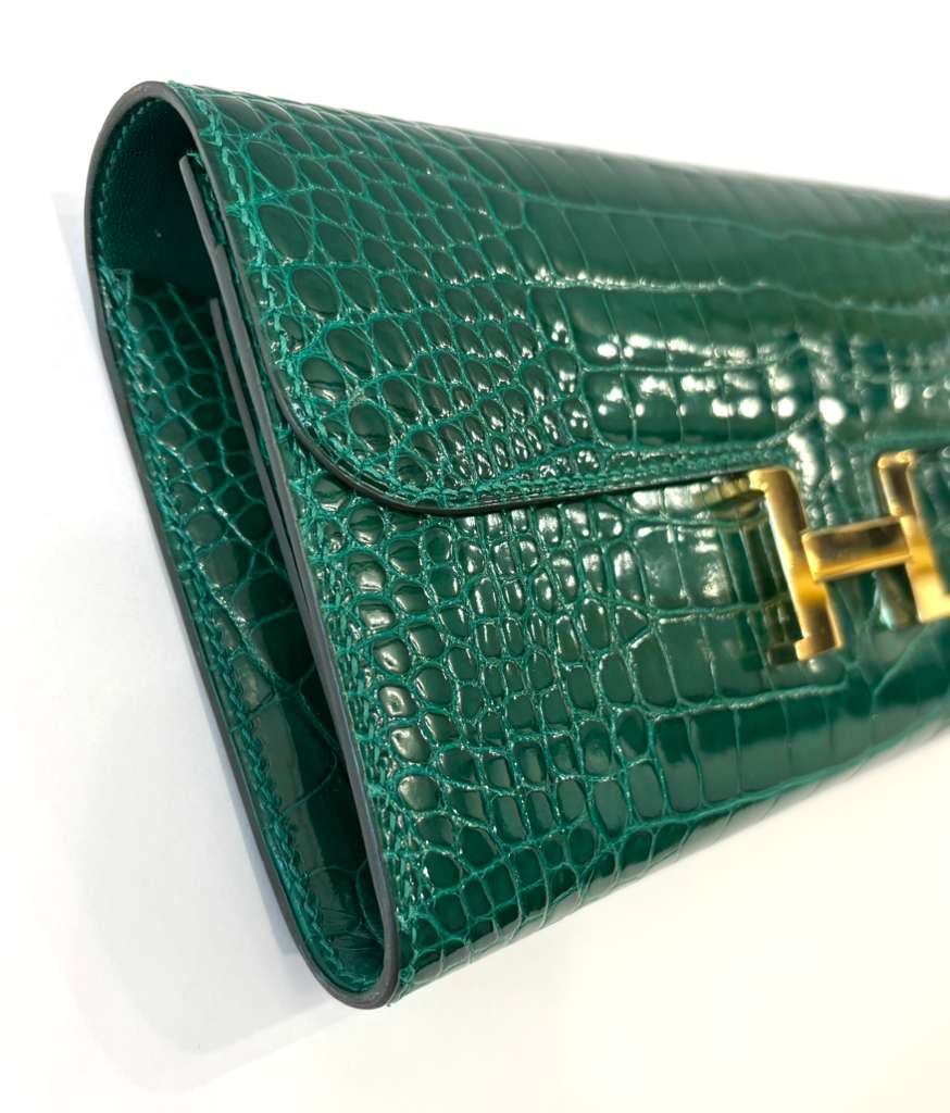 HERMÈS ALLIGATOR CROC LEATHER CONSTANCE LONG WALLET