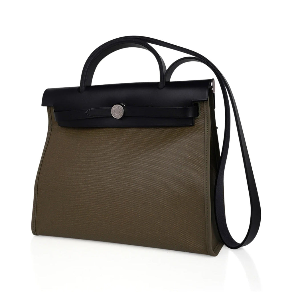 HERMÈS HERBAG ZIP RETOURNE 31 LEATHER PALLADIUM SHOULDER BAG