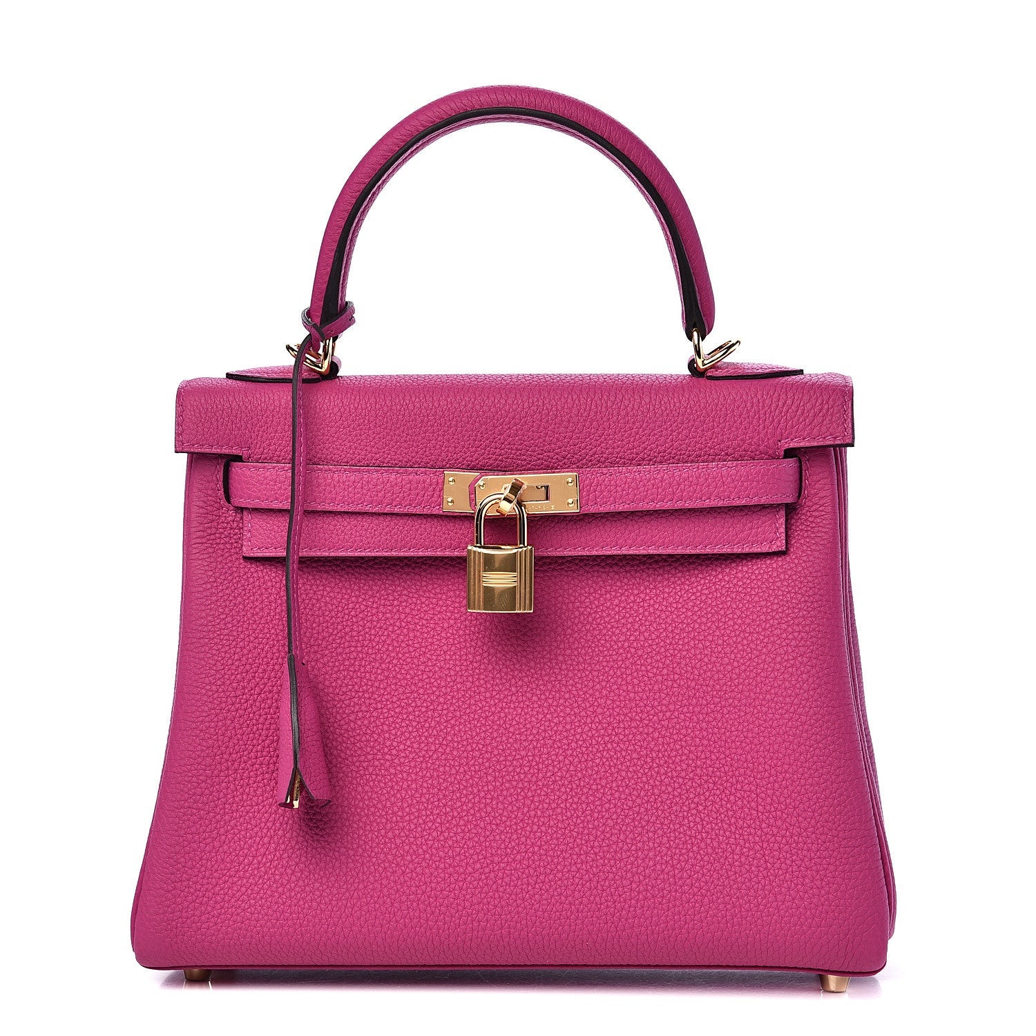 HERMÈS KELLY 25 CLEMENCE LEATHER BAG IN ROSE EXTREME