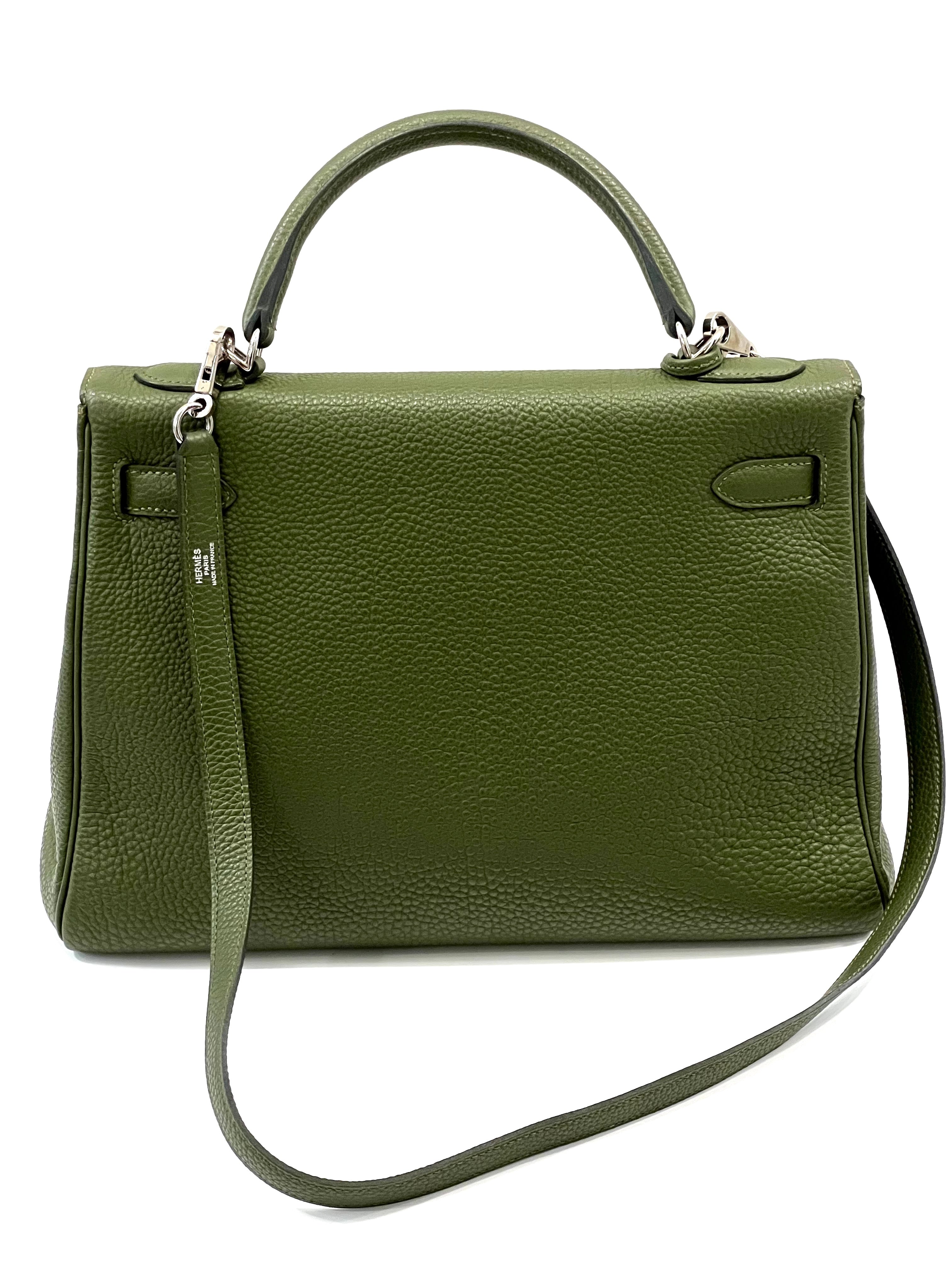 HERMÈS KELLY RETOURNE 32 VERT VERONESE TOGO LEATHER SHOULDER BAG