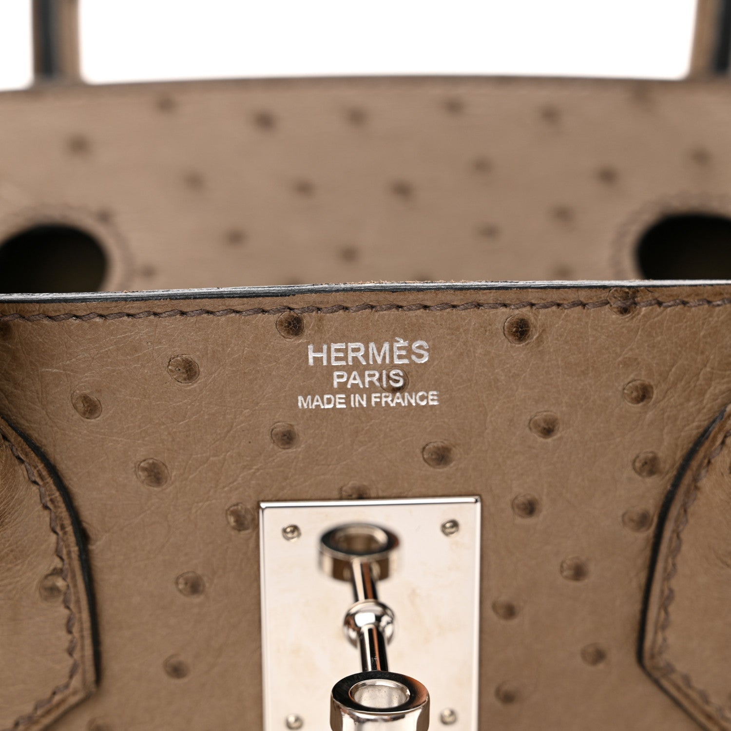 HERMÈS BIRKIN 30 OSTRICH PALLADIUM HARDWARE HANDBAG – MOUSSE (2016)