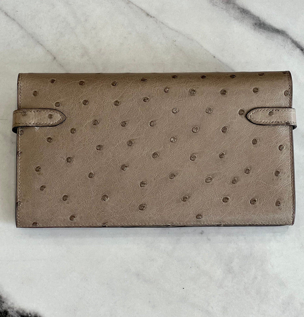 HERMÈS VERT VERONESE OSTRICH LEATHER LONG KELLY WALLET