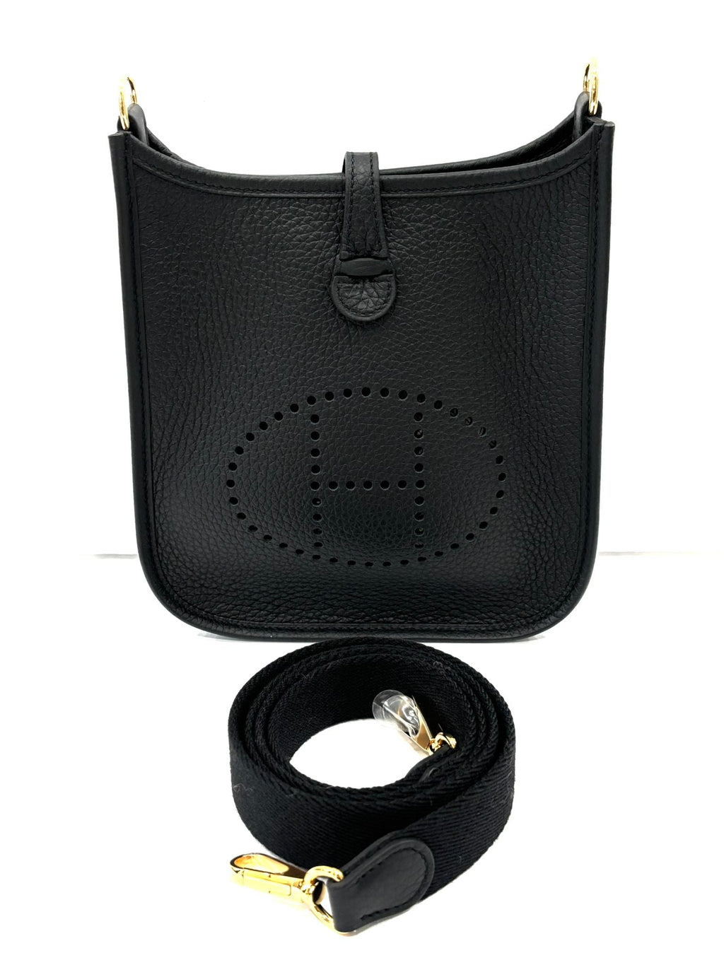 HERMÈS CLEMENCE EVELYN TPM CROSSBODY BAG IN NOIR