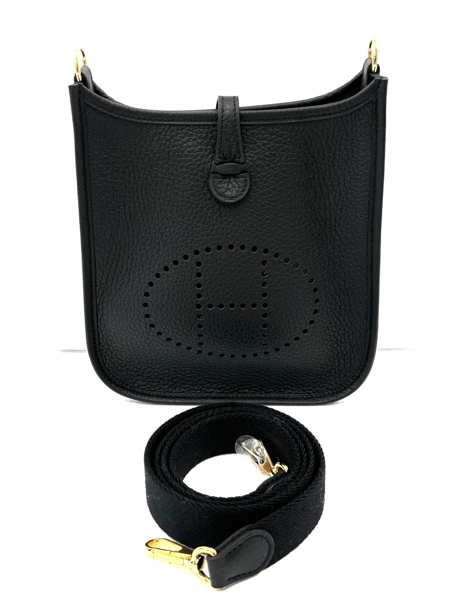 HERMÈS CLEMENCE EVELYN TPM CROSSBODY BAG IN NOIR