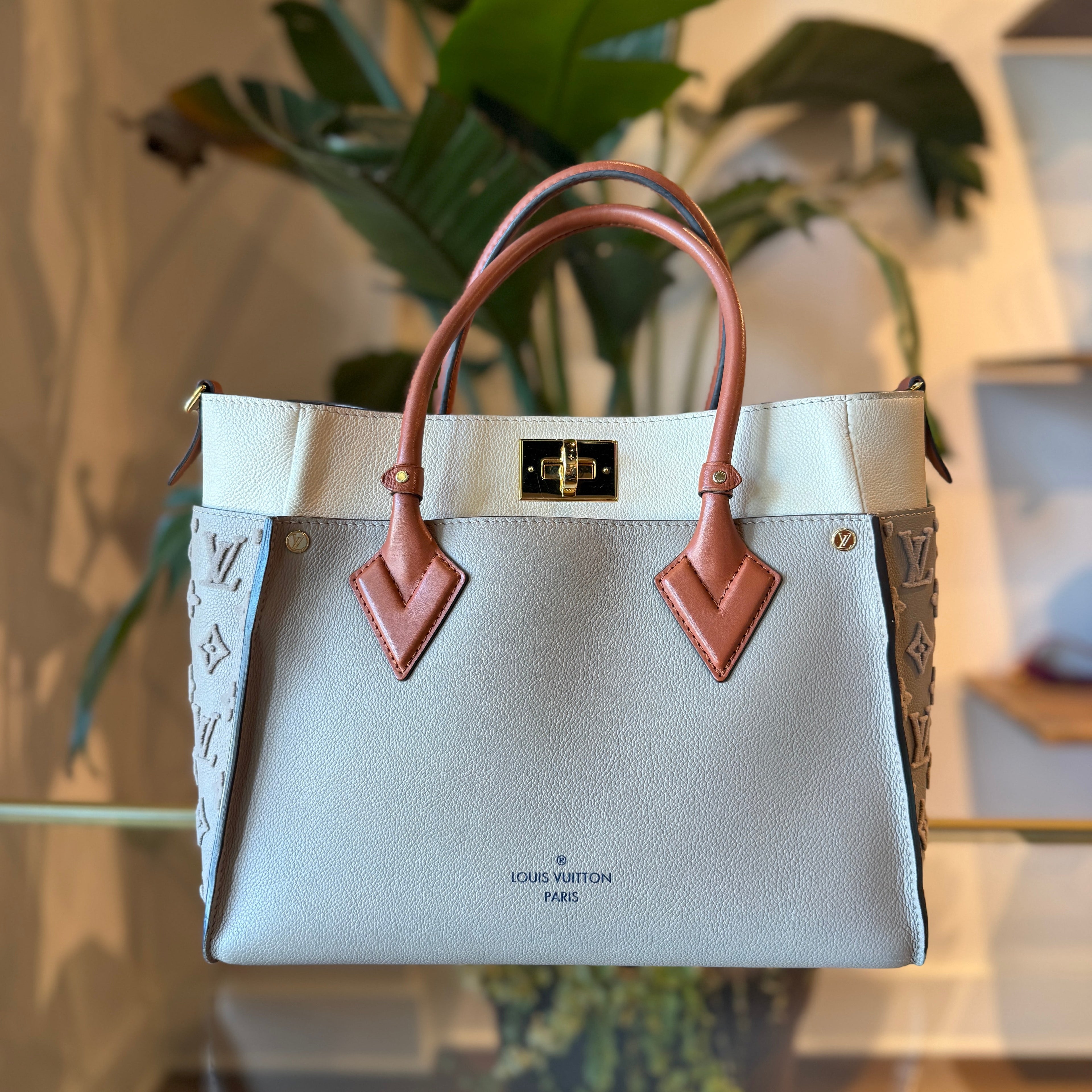 LOUIS VUITTON On My Side MM Monogram Tuffetage Leather Tote Bag