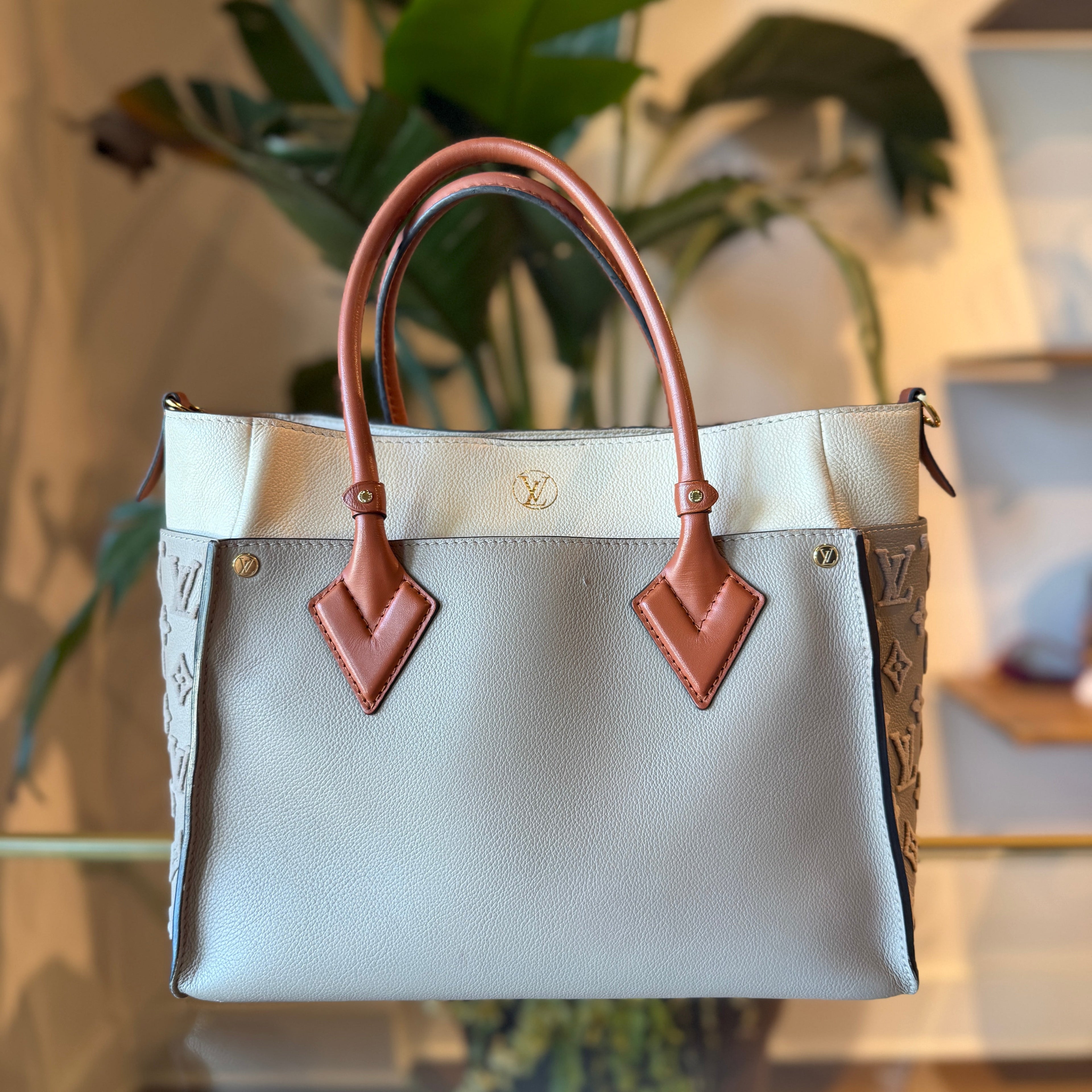 LOUIS VUITTON On My Side MM Monogram Tuffetage Leather Tote Bag