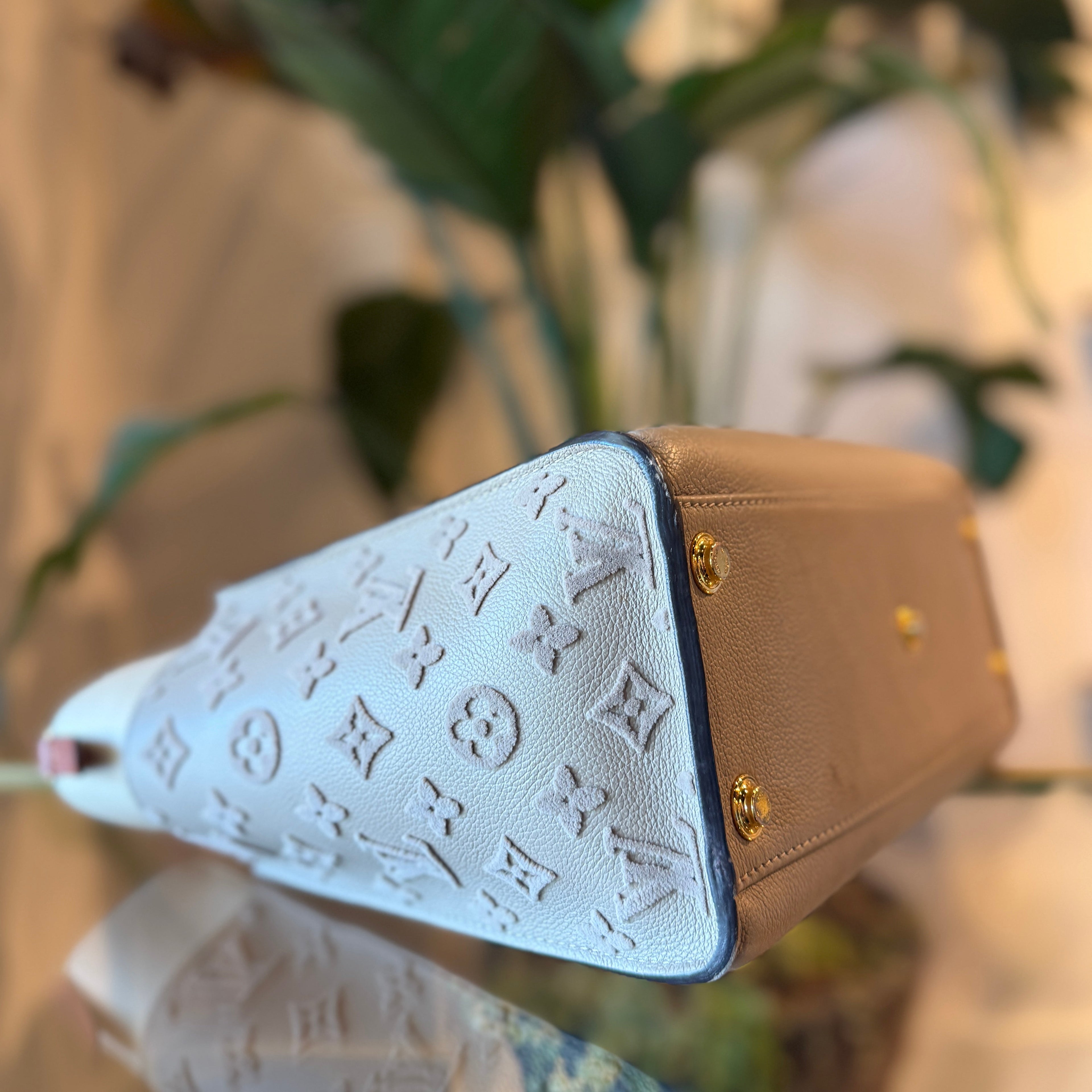 LOUIS VUITTON On My Side MM Monogram Tuffetage Leather Tote Bag