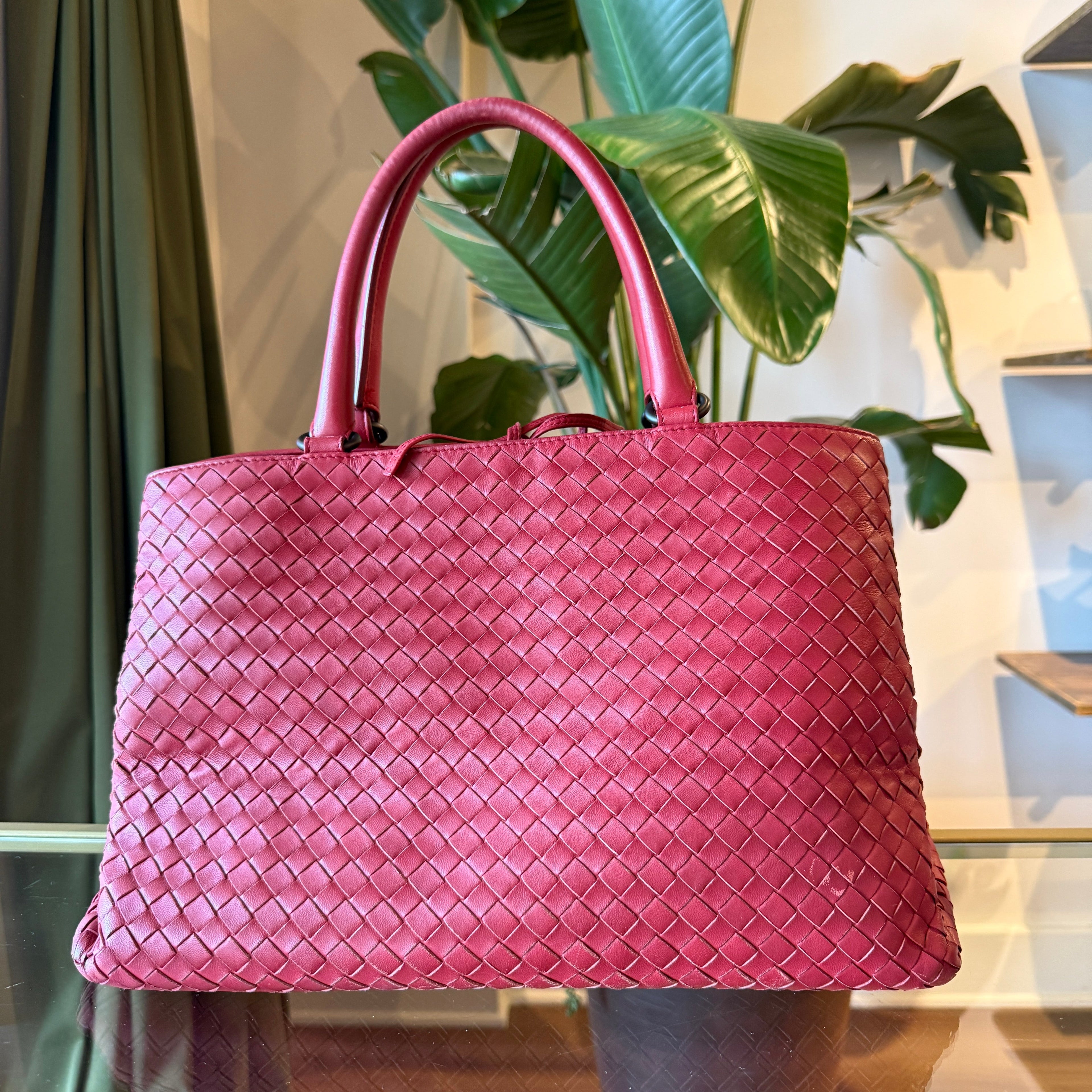 BOTTEGA VENETA Milano Pink Nappa Intrecciato Tote Bag