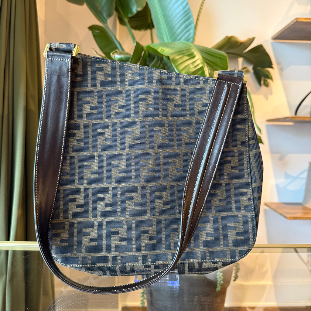 FENDI Medium Zucca Asymmetrical Shoulder Bag