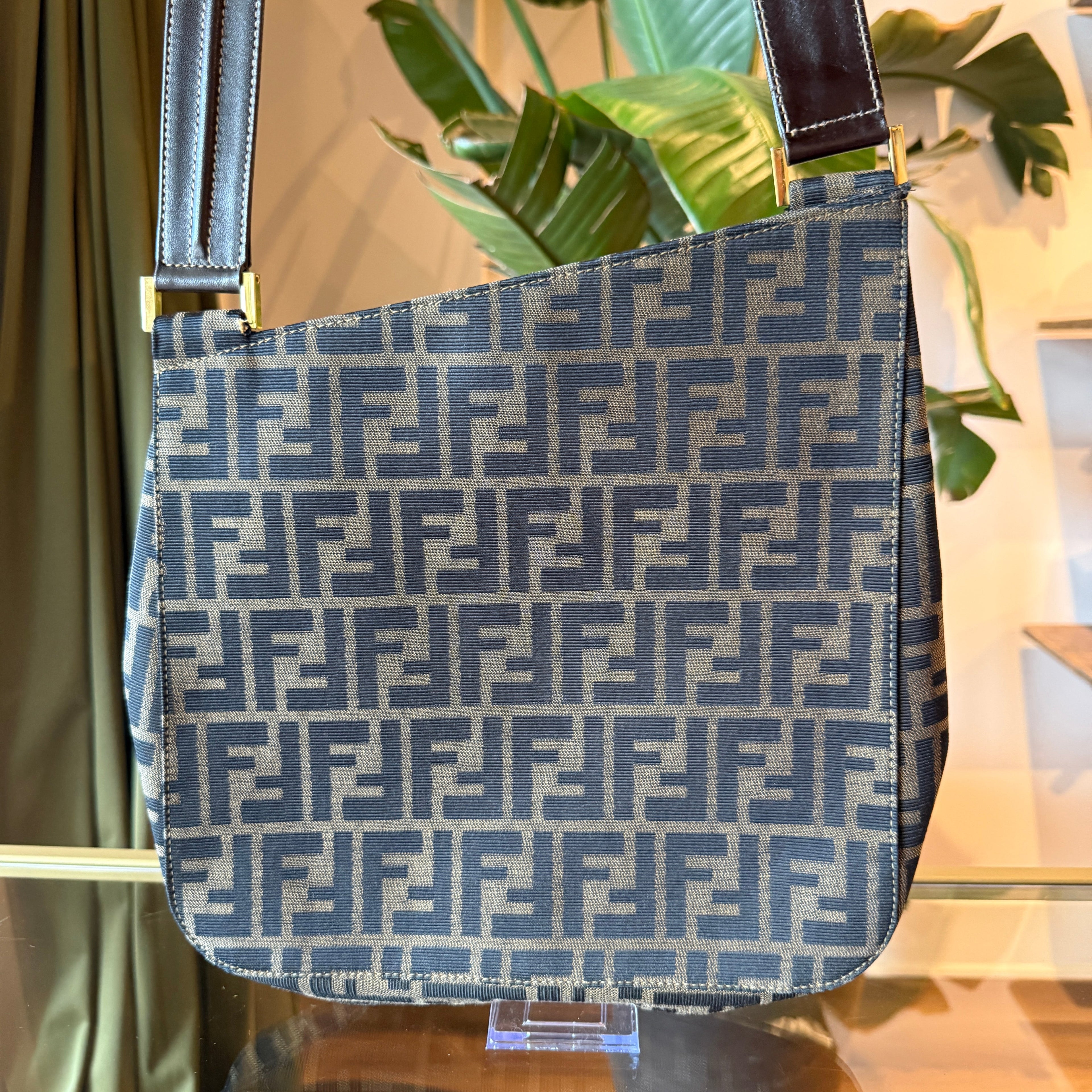 FENDI Medium Zucca Asymmetrical Shoulder Bag
