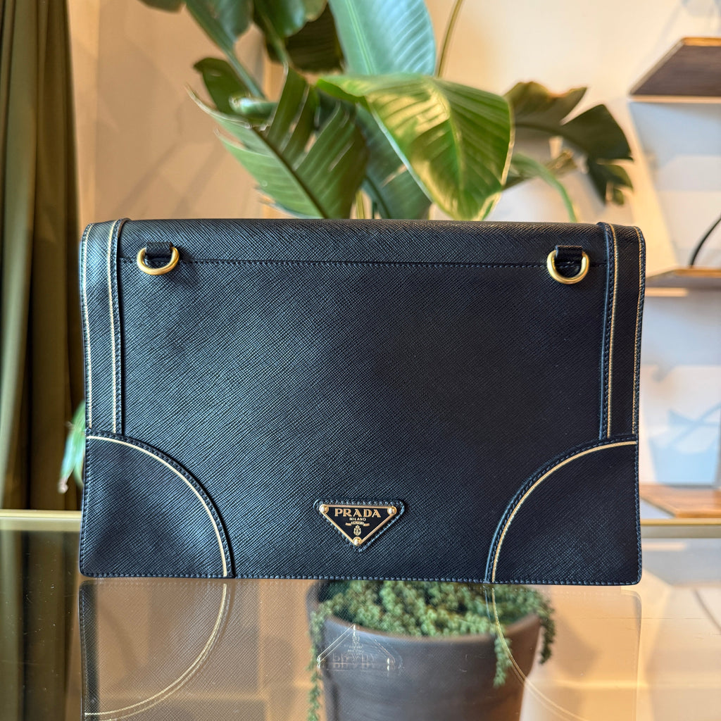 PRADA Black Saffiano Leather Shoulder Bag