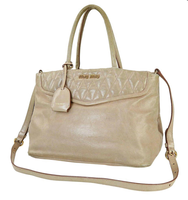 MIU MIU BEIGE LEATHER SATCHEL