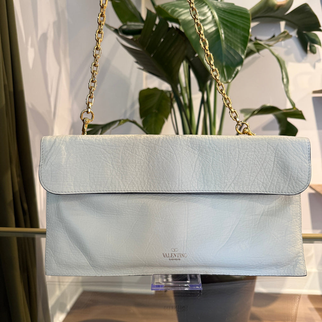 VALENTINO White Foldover Shoulder Bag