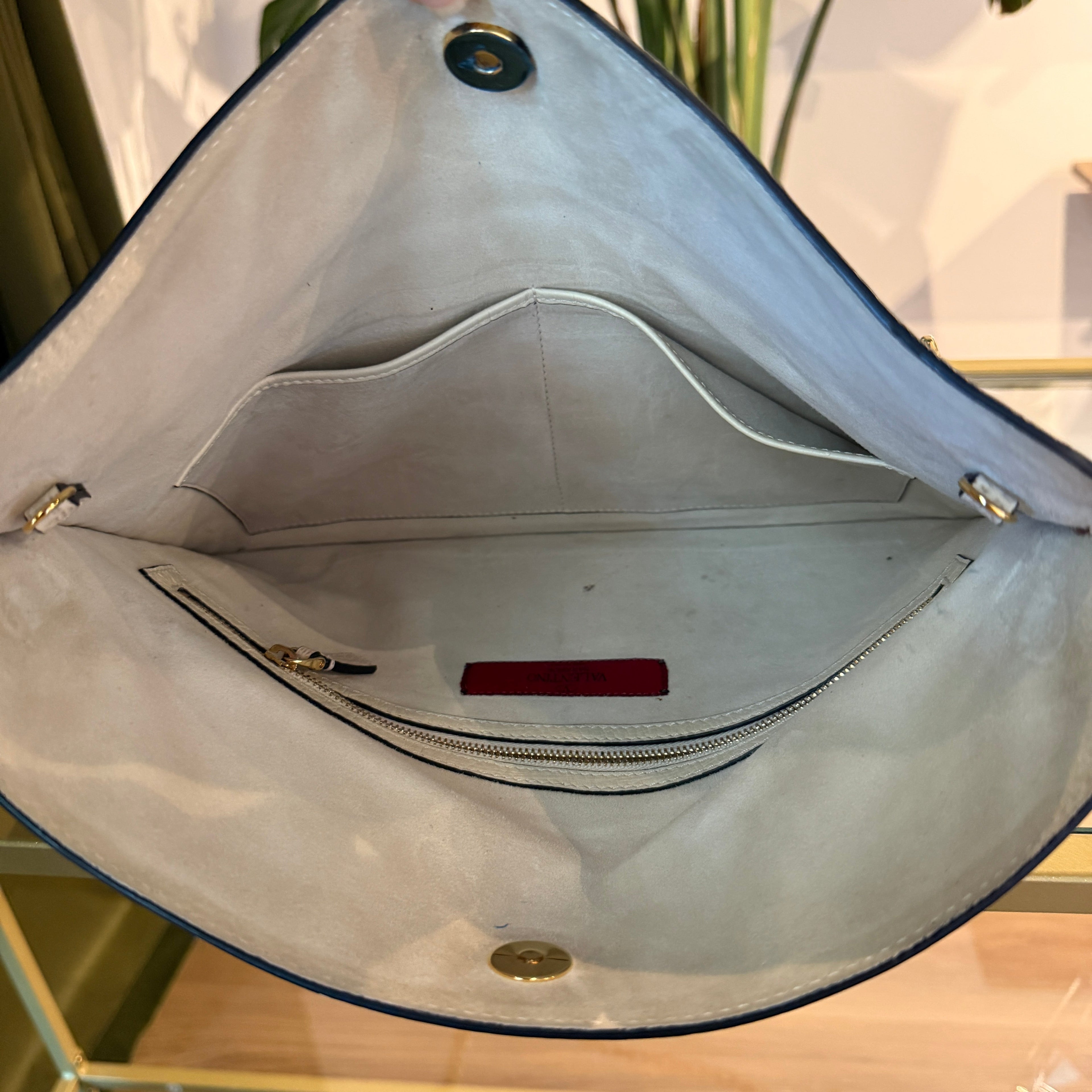 VALENTINO White Foldover Shoulder Bag