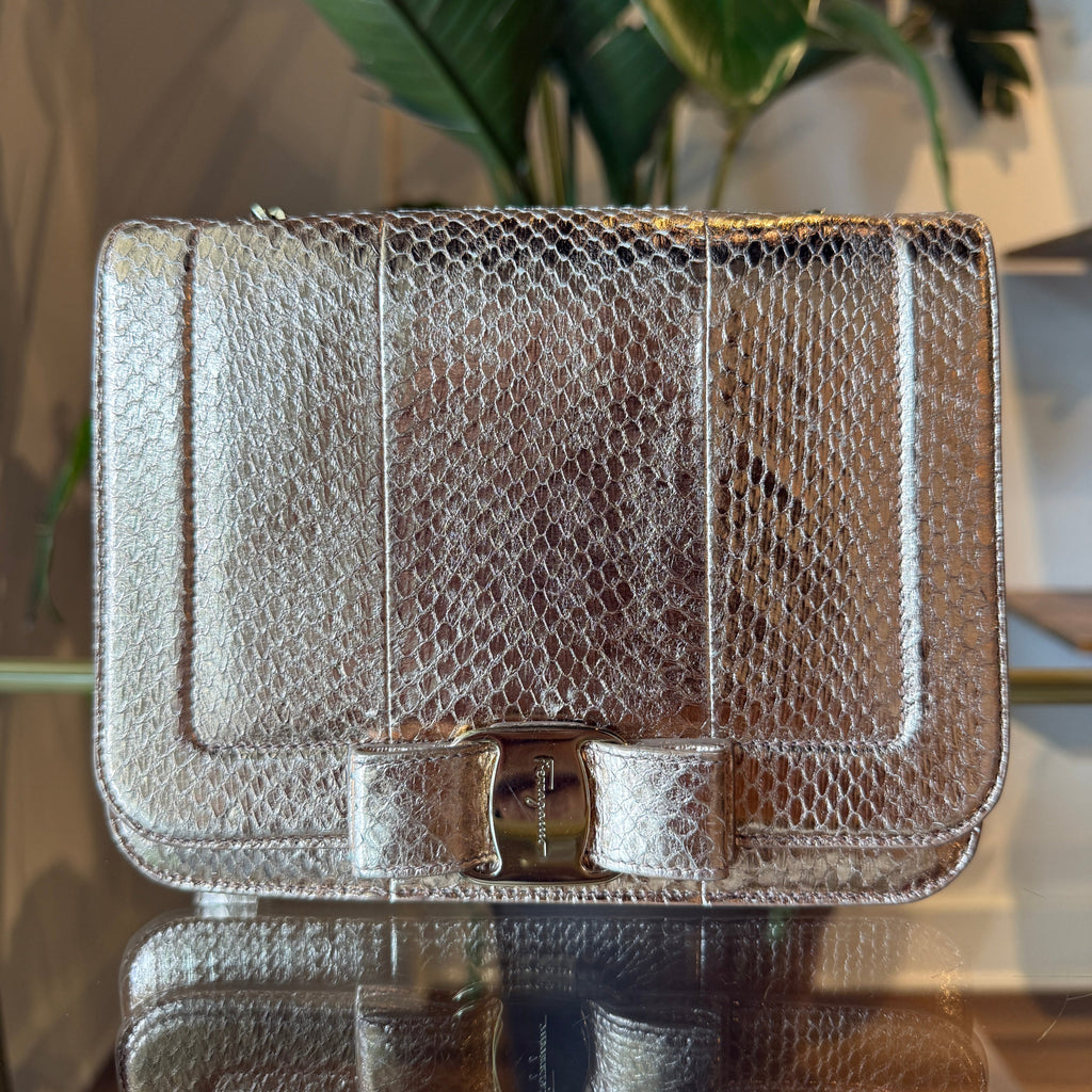 FERRAGAMO Metallic Vara Bow Crossbody