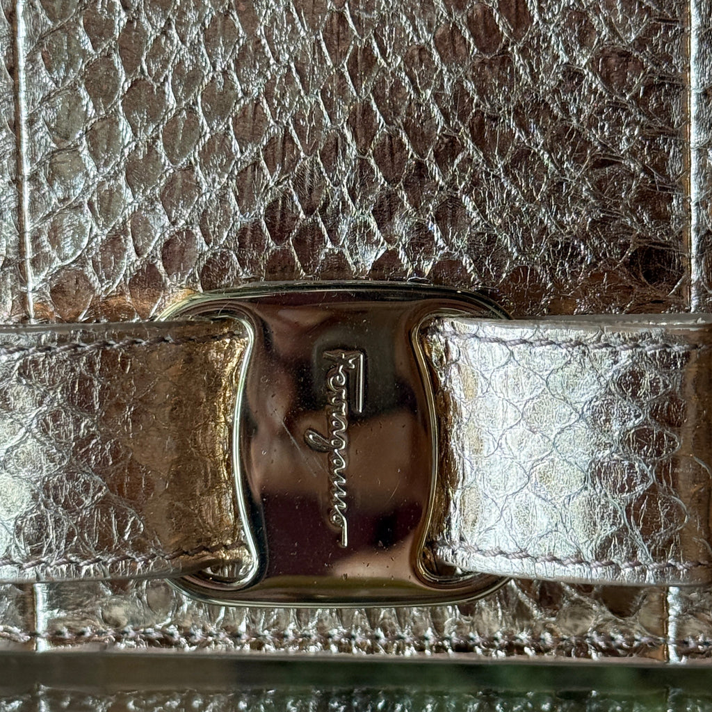 FERRAGAMO Metallic Vara Bow Crossbody