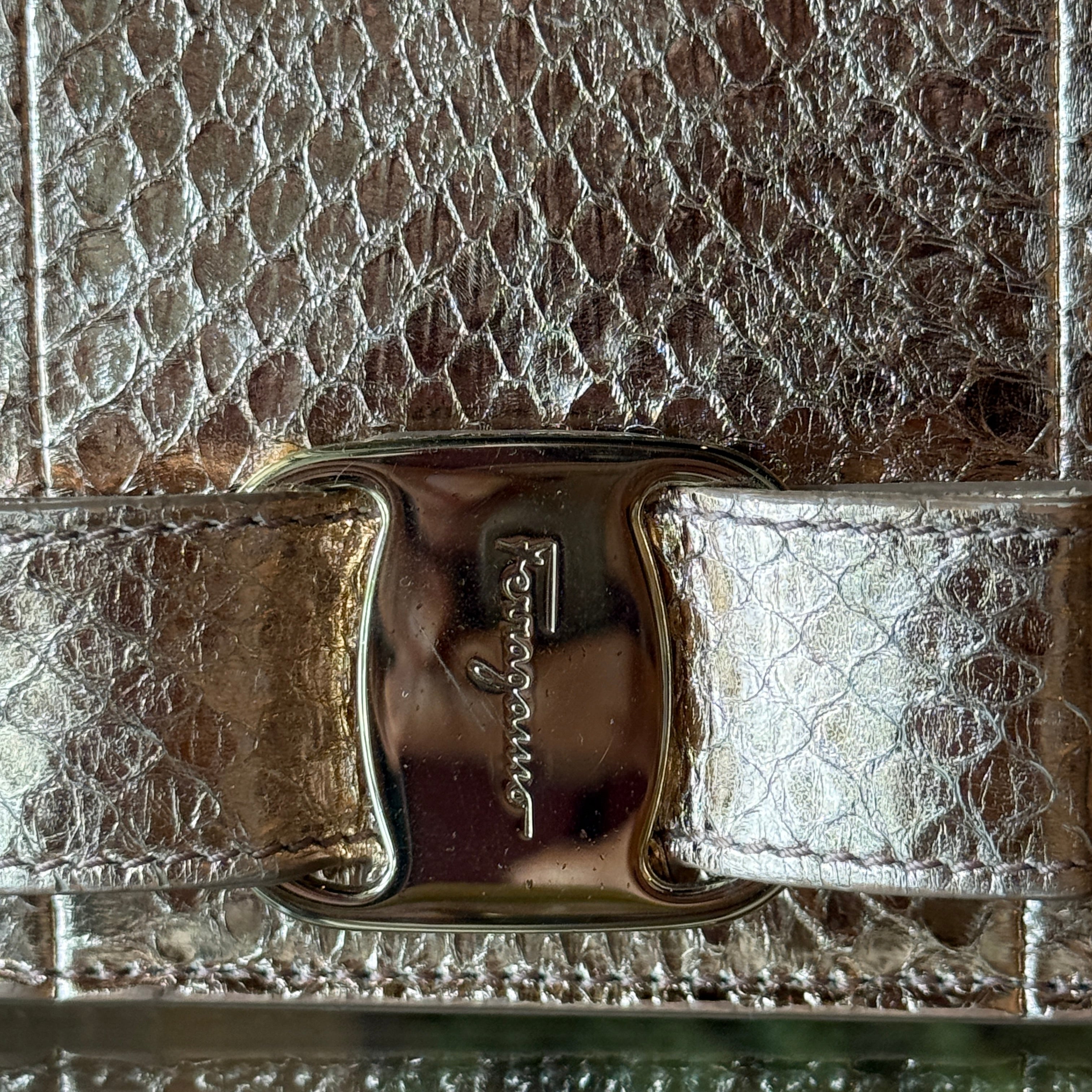 FERRAGAMO Metallic Vara Bow Crossbody