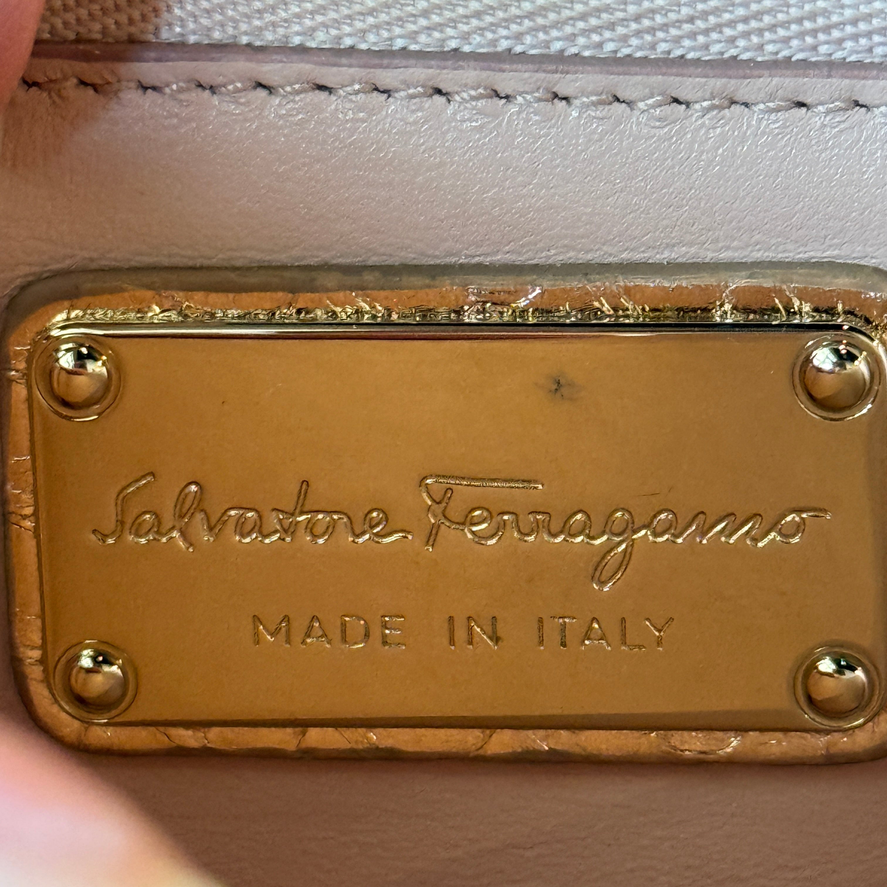 FERRAGAMO Metallic Vara Bow Crossbody