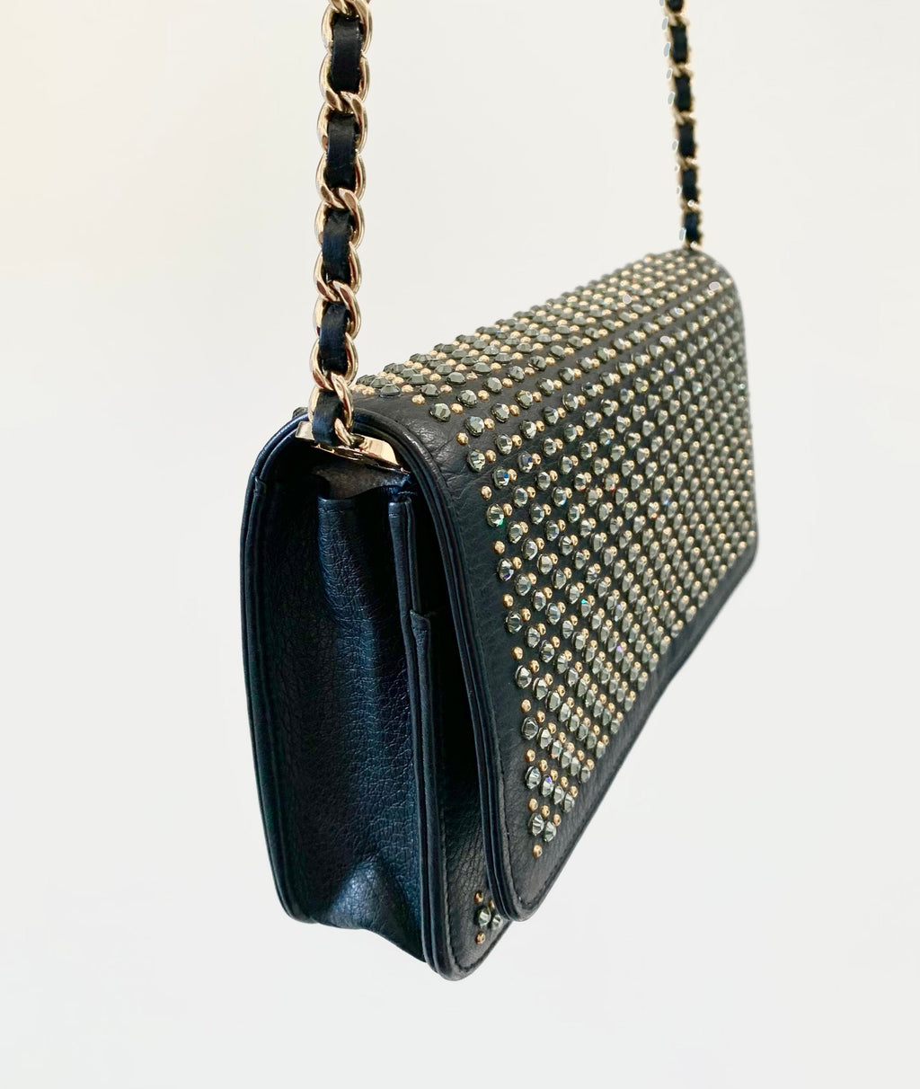 CHANEL CRYSTAL EMBELLISHED WALLET ON CHAIN