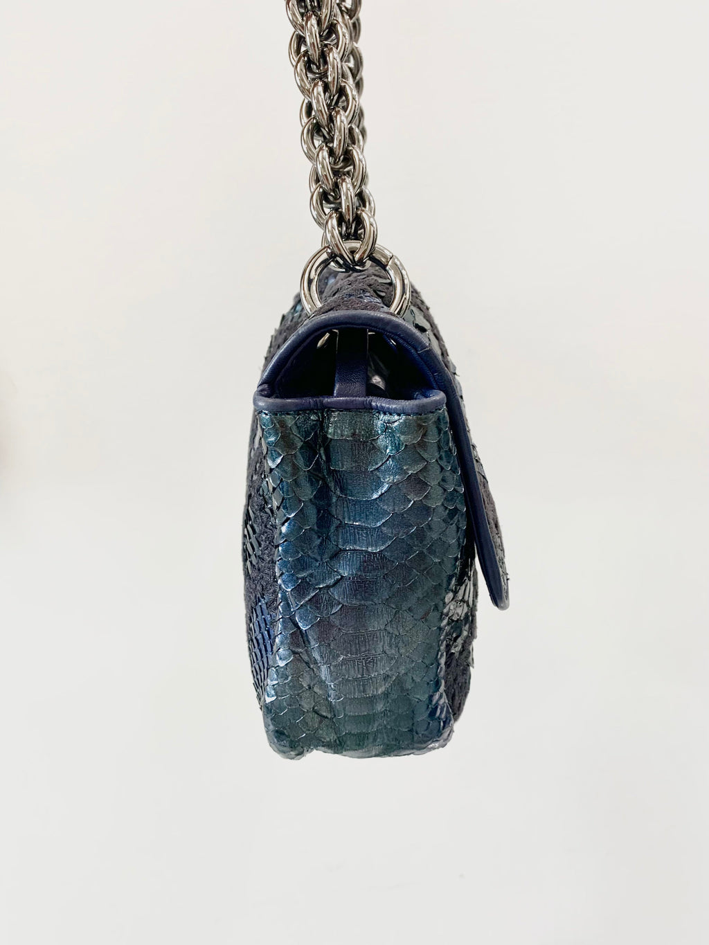 CHANEL PYTHON CROCHET JUMBO FLAP BAG-HS