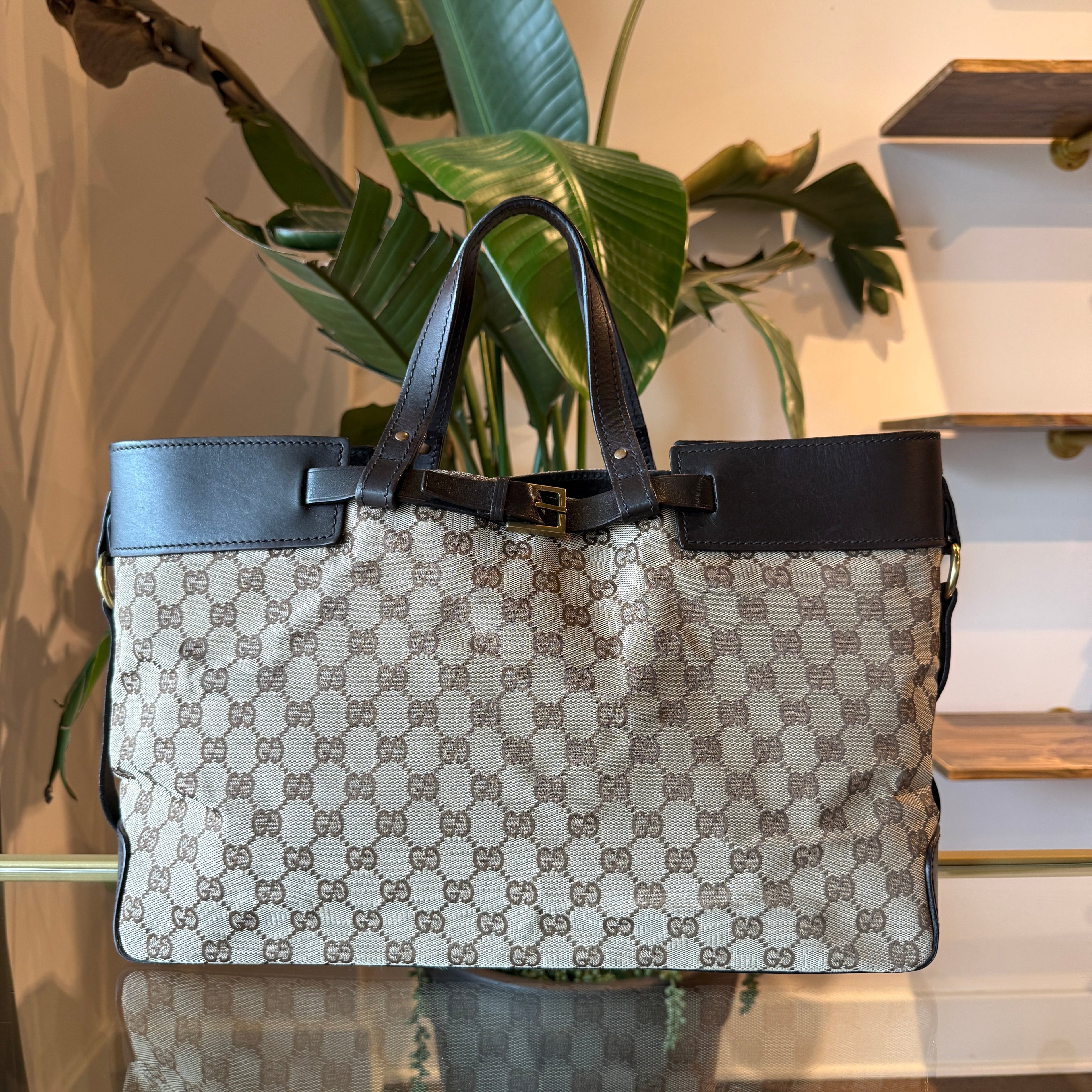 GUCCI GG Canvas Belted Tote