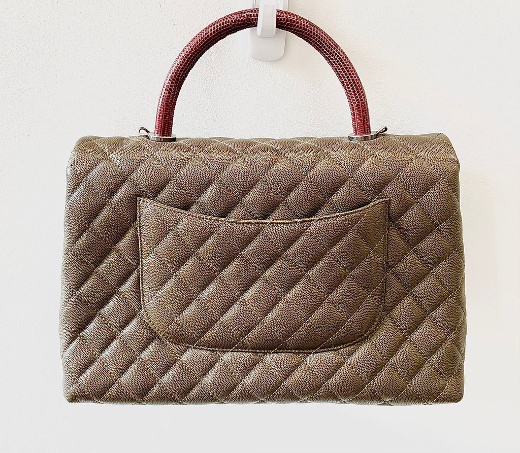 CHANEL COCO CAVIAR QUILTED LIZARD HANDLE BAG