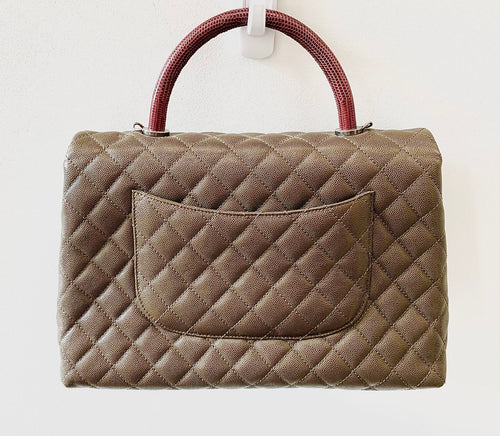 CHANEL COCO CAVIAR QUILTED LIZARD HANDLE BAG
