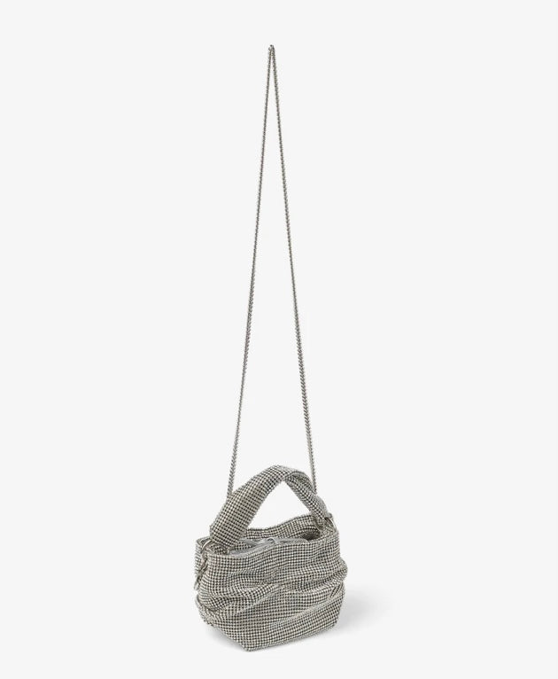 JIMMY CHOO BONNY SATIN AND CRYSTAL MESH BAG