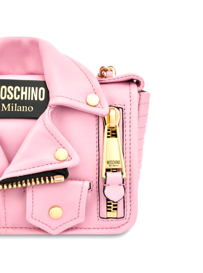 MOSCHINO SMALL NAPPA BIKER BAG