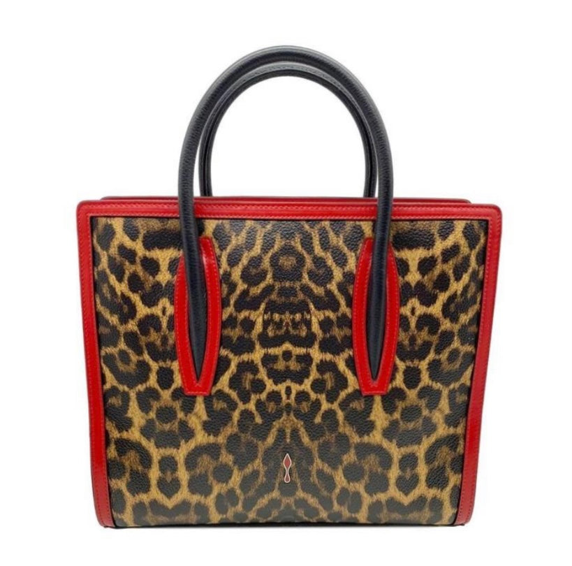 CHRISTIAN LOUBOUTIN MEDIUM PALOMA LEOPARD PRINT TOTE