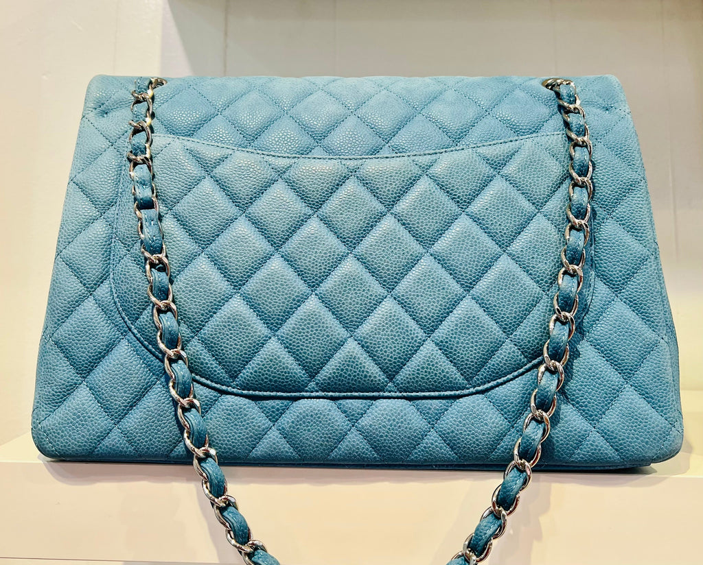 CHANEL Maxi Flap Caviar Leather Double Flap Bag-HS