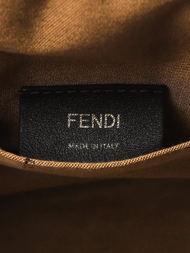 FENDI INTRECCIO MACRAME CANVAS SHELL CLUTCH BAG