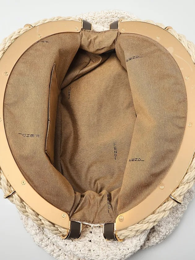 FENDI INTRECCIO MACRAME CANVAS SHELL CLUTCH BAG